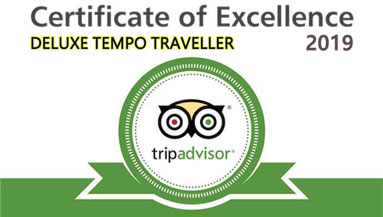 certificate for excellence by trip advisor for deluxe tempo traveller