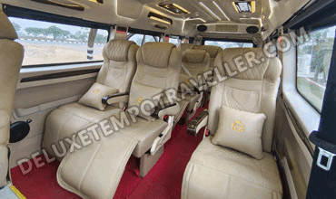 12 seater luxury tempo traveller with recliner seats heater fridge in delhi