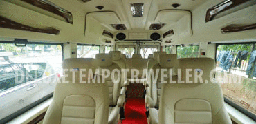 6 seater super deluxe 1x1 maharaja mini coach tempo traveller with sofa seating on rent in delhi
