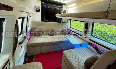 9 seater luxury caravan with toilet washroom kitchen sunroof hire in delhi