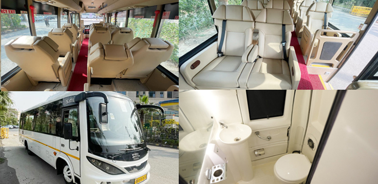 16 seater sml isuzu ultra luxury coach with toilet washroom on rent in delhi