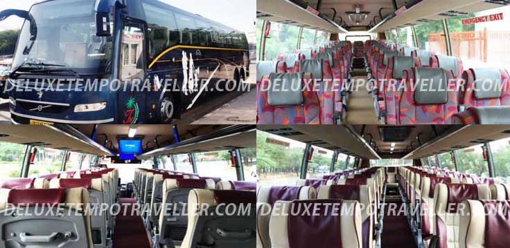 55 seater multi axle volvo luxury coach with toilet washroom hire in delhi