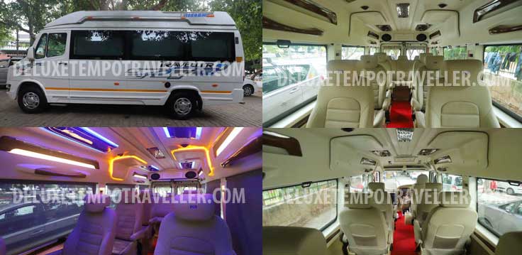 6 seater super deluxe 1x1 maharaja tempo traveller with sofa seating hire in delhi