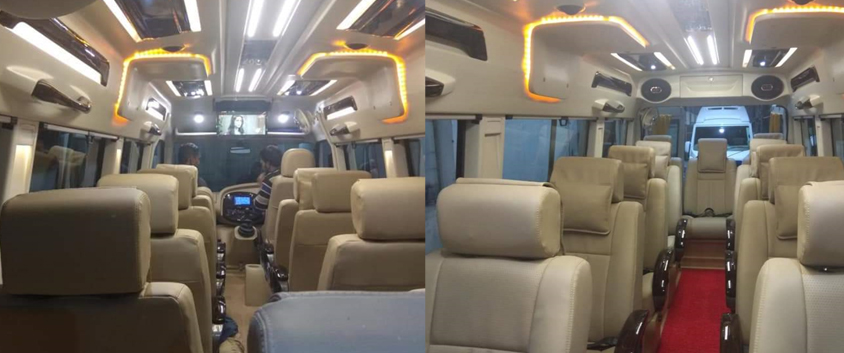 12 seater deluxe 1x1 tempo traveller rental in delhi