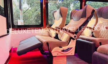 16 seater eicher luxury coach with toilet washroom recliner seats hire in delhi