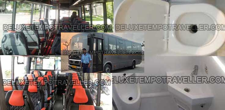 18 seater marcopolo imported mini coach with toilet washroom hire in delhi