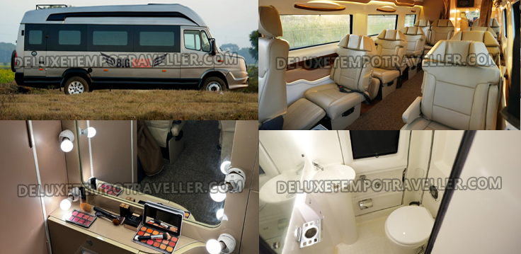 8 seater recliner seats vanity van hire in delhi with toilet makeup room