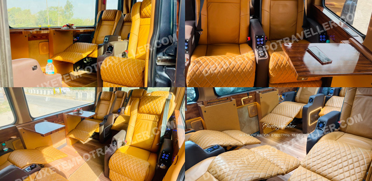 8 seater premium force urbania van with recliner massager seats mini van on rent in delhi